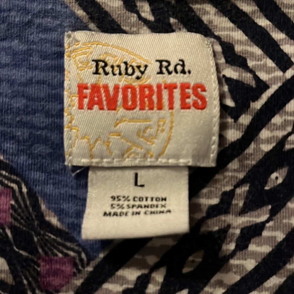 Ruby Rd. Blue Purple Teal Patterned Wrap-Front Blouse - Picture 3 of 3